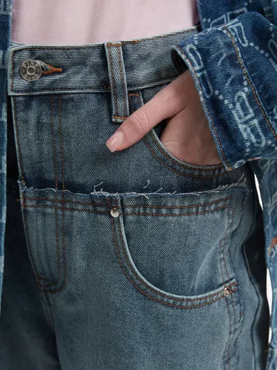 B+ab Layered-effect Jeans In Blue