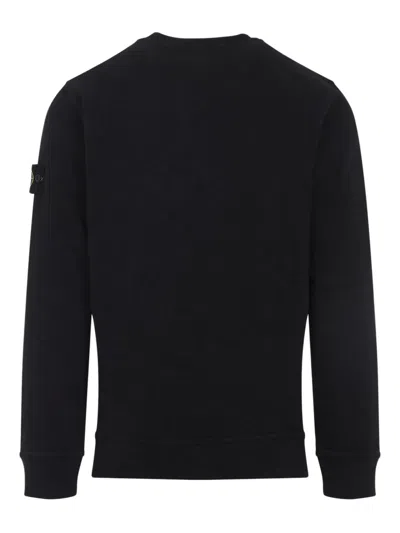 Stone Island Cotton Sweatshirt With Removable Logo Patch In Black