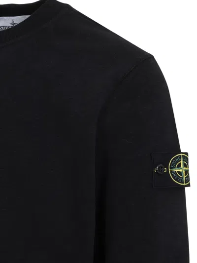 Stone Island Cotton Sweatshirt With Removable Logo Patch In Black