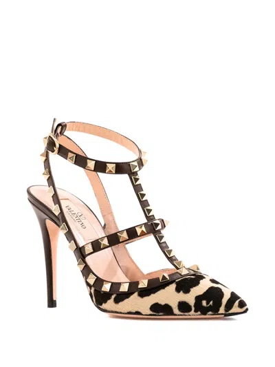 Valentino Rockstud Pumps In Animal Print In Neutral