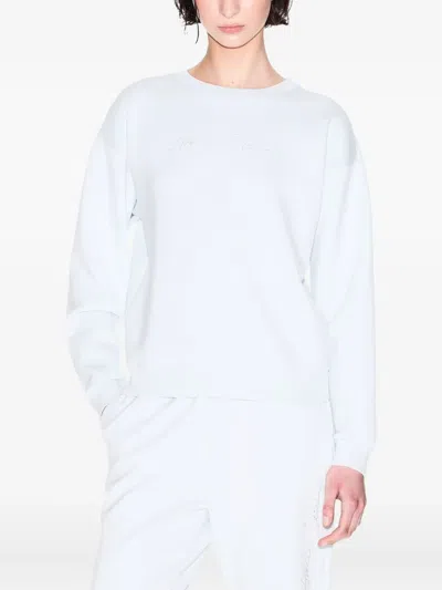 Armani Exchange Embroidered Crew-neck Sweatshirt In White