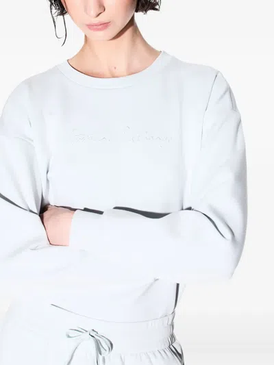 Armani Exchange Embroidered Crew-neck Sweatshirt In White
