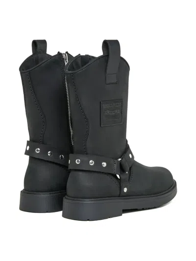 Dsquared2 Biker Boots With Studded Strap In Black