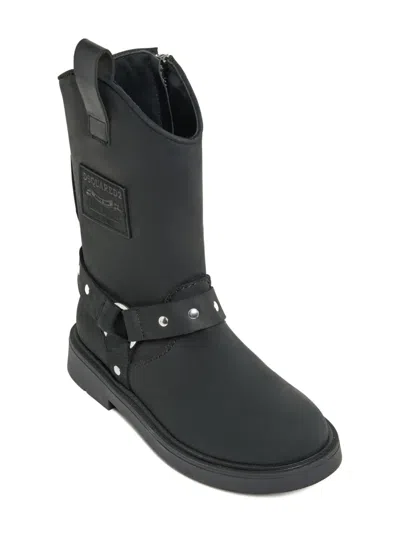 Dsquared2 Biker Boots With Studded Strap In Black