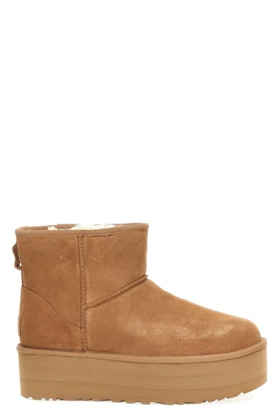 Ugg Beige Suede Ankle Boots In Brown
