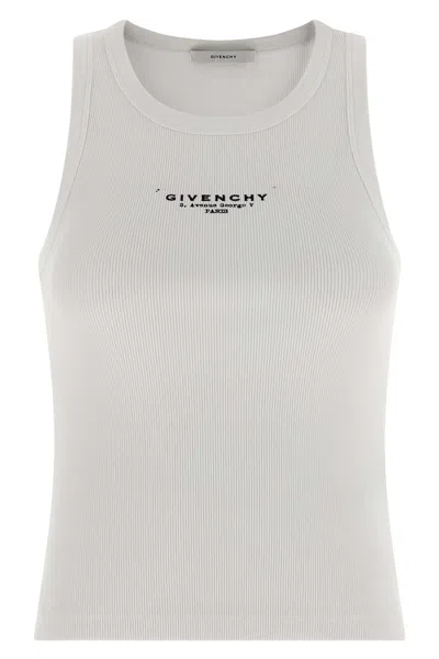 Givenchy Women Slim Tank Top With Logo Print In White