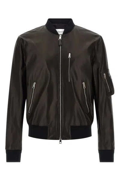 Givenchy Leather Bomber Jacket Puffer Jackets Black