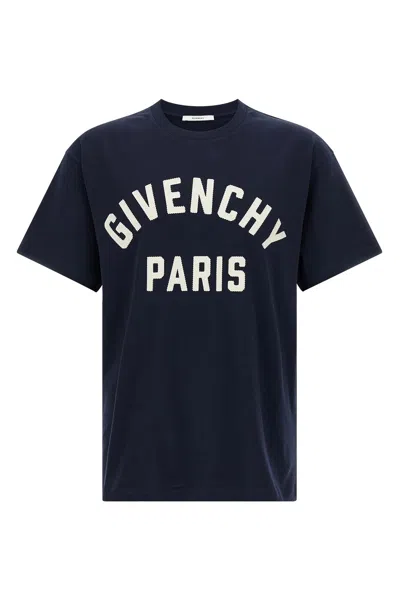Givenchy Men Black Crewneck T-shirt With Maxi Logo Lettering On The Front In Cotton Man