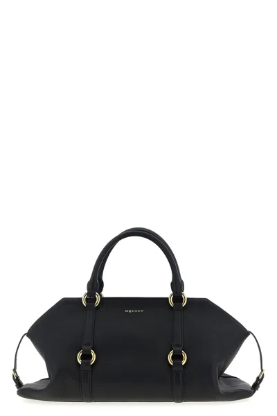 Alexander Mcqueen Borsa A Mano Farringdon Media In Pelle Nera Donna In Black
