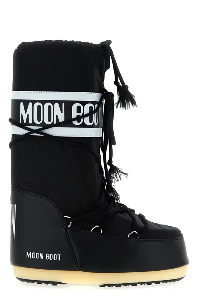 Moon Boot Icon Shell And Faux Leather Snow Boots In Black