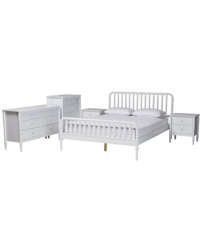 Baxton Studio Lucera Mid-century 3pc Bobbin Bedroom Set In White