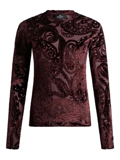 Etro Velvet Tops. In Burgundy