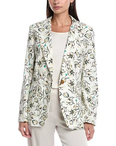 Marella Zuara Jacket In Green Flower In White