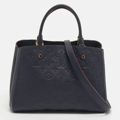 Pre-owned Louis Vuitton Marine Rogue Monogram Empreinte Leather Montaigne Mm Bag In Blue