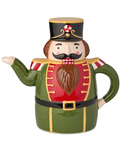 Certified International Nutcracker Parade 3-d Teapot In Green