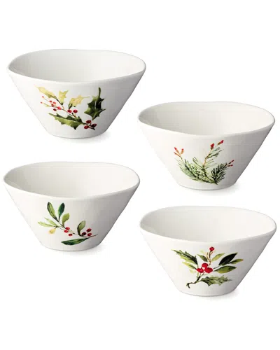 Certified International Holly Vines Ice Cream Bowls, Set Of 4 In White