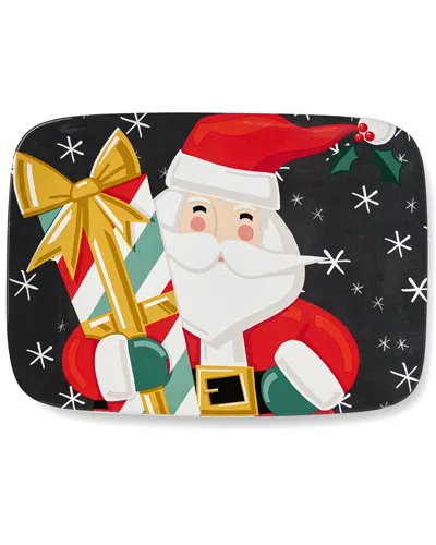 Certified International Christmas Whimsy Santa Rectangular Platter In Multi