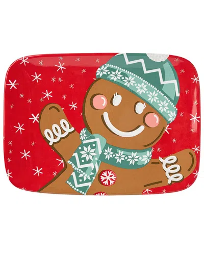 Certified International Christmas Whimsy Gingerbread Rectangular Platter In Multi