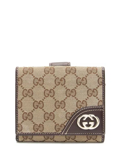 Gucci Brown Gg Canvas New Britt French Wallet (authentic Pre-loved) In Neutral