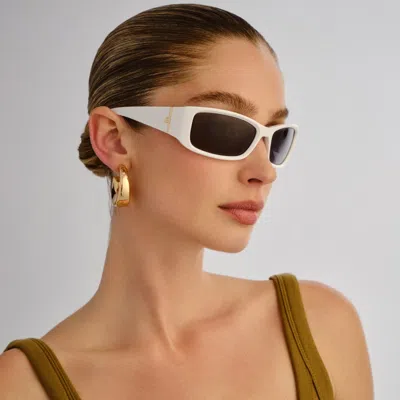 Le Specs Du Jour 60mm Rectangular Sunglasses In White