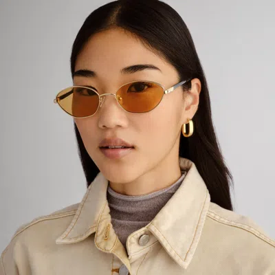 Le Specs Le Bebe 58mm Oval Sunglasse In Yellow