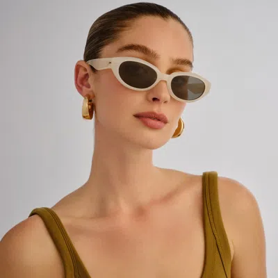 Le Specs Le Bijou 55mm Oval Sunglasses In Neutral