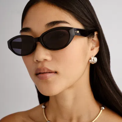 Le Specs Le Bijou 55mm Oval Sunglasses In Black