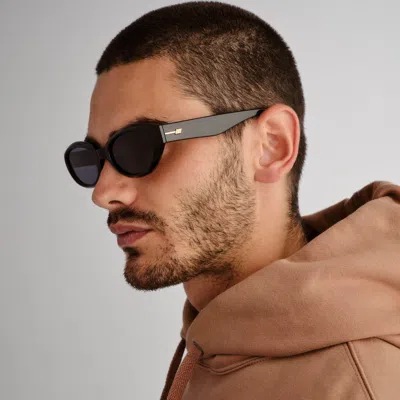 Le Specs Le Bijou 55mm Oval Sunglasses In Black