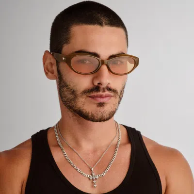 Le Specs Le Bijou 55mm Oval Sunglasses In Brown