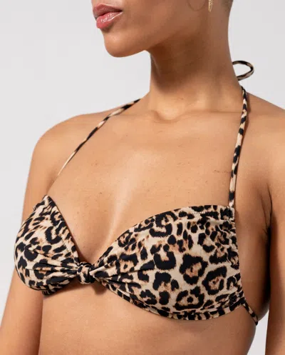 Understatement Flipped Triangle Bikini Top Leopard In Brown