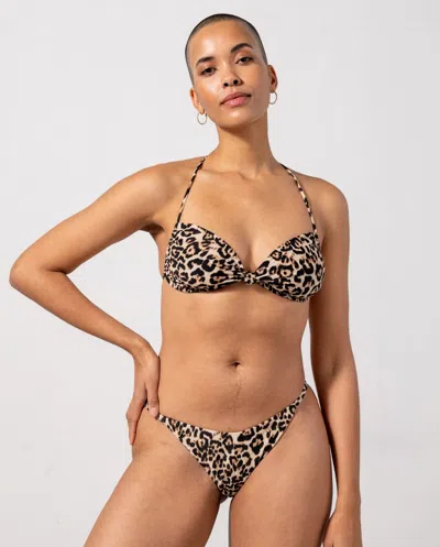 Understatement Flipped Triangle Bikini Top Leopard In Brown