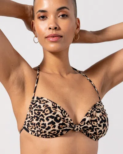 Understatement Flipped Triangle Bikini Top Leopard In Brown