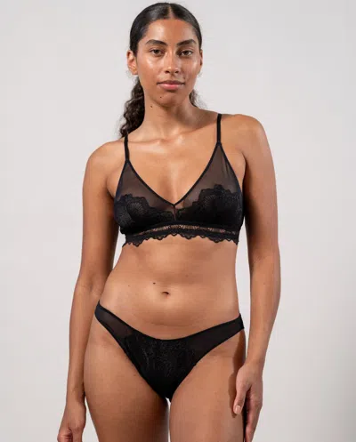 Understatement Lace Mesh Bikini Briefs Black In Black