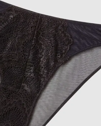 Understatement Lace Mesh Bikini Briefs Black In Black