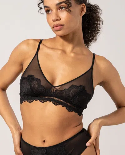 Understatement Lace Mesh Triangle Bralette Black In Black