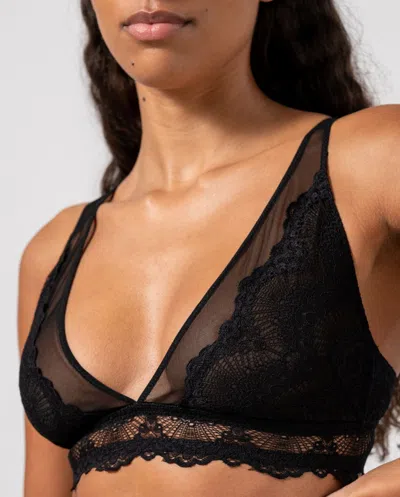 Understatement Lace Plunge Bralette Black In Black