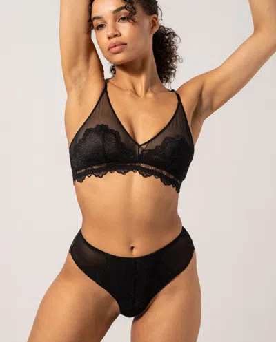 Understatement Lace Mesh Triangle Bralette Black In Black