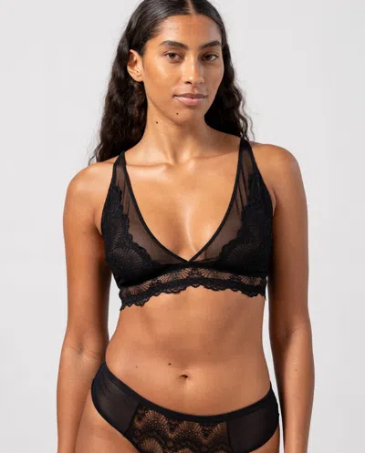 Understatement Lace Plunge Bralette Black In Black