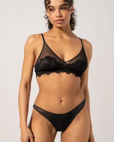 Understatement Lace Mesh Triangle Bralette Black In Black
