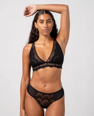 Understatement Lace Plunge Bralette Black In Black