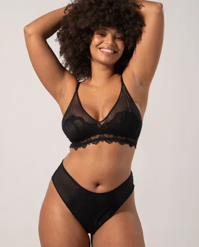 Understatement Lace Mesh Triangle Bralette Black In Black