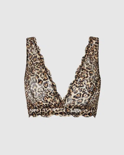Understatement Lace Plunge Bralette Leopard In Animal Print