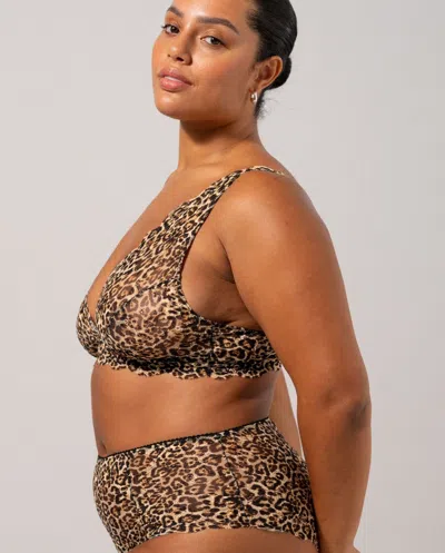 Understatement Lace Plunge Bralette Leopard In Animal Print