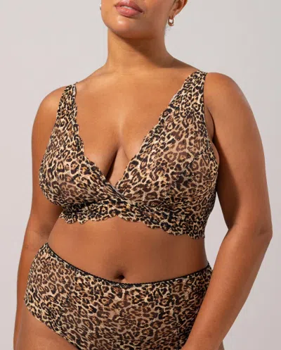 Understatement Lace Plunge Bralette Leopard In Animal Print