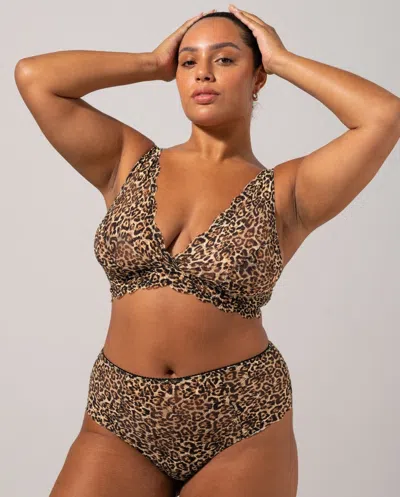 Understatement Lace Plunge Bralette Leopard In Animal Print
