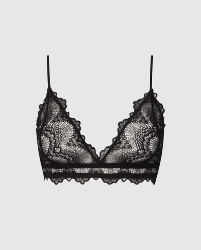 Understatement Lace Triangle Bralette Black In Gray