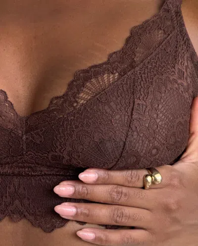 Understatement Lace Support Bra Coffee In Gold