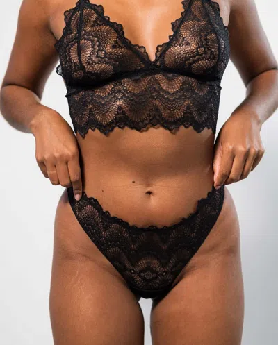 Understatement Lace Thong Black In Gold