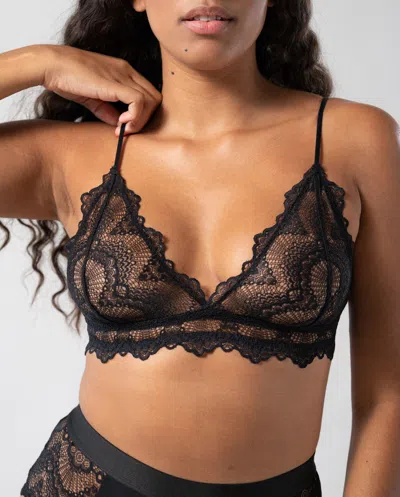 Understatement Lace Triangle Bralette Black In Gray