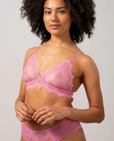 Understatement Lace Triangle Bralette Candy Pink In Gold